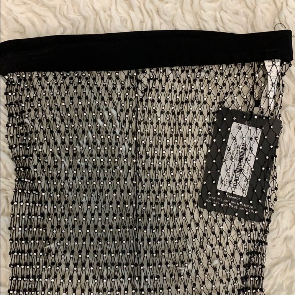 “Black mesh diamante wide leg trouser”